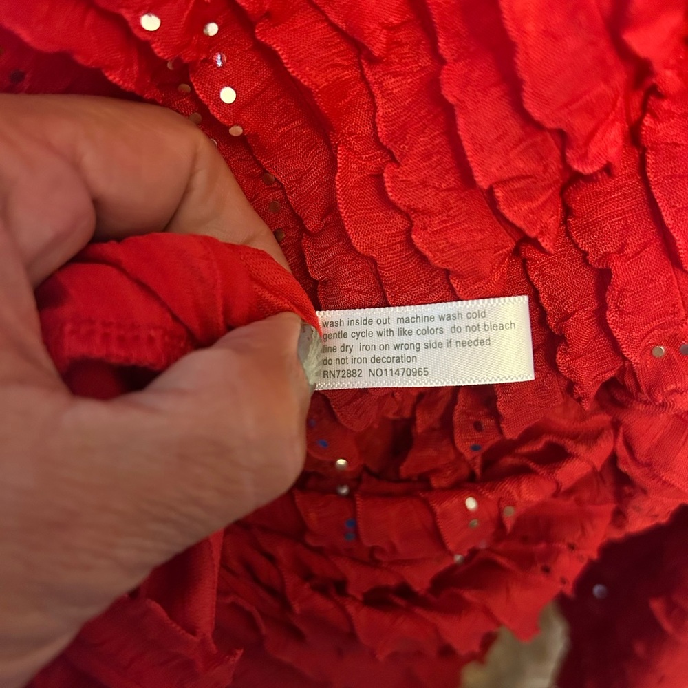 Red Ruffled Dressy Top - Picture 5 of 6
